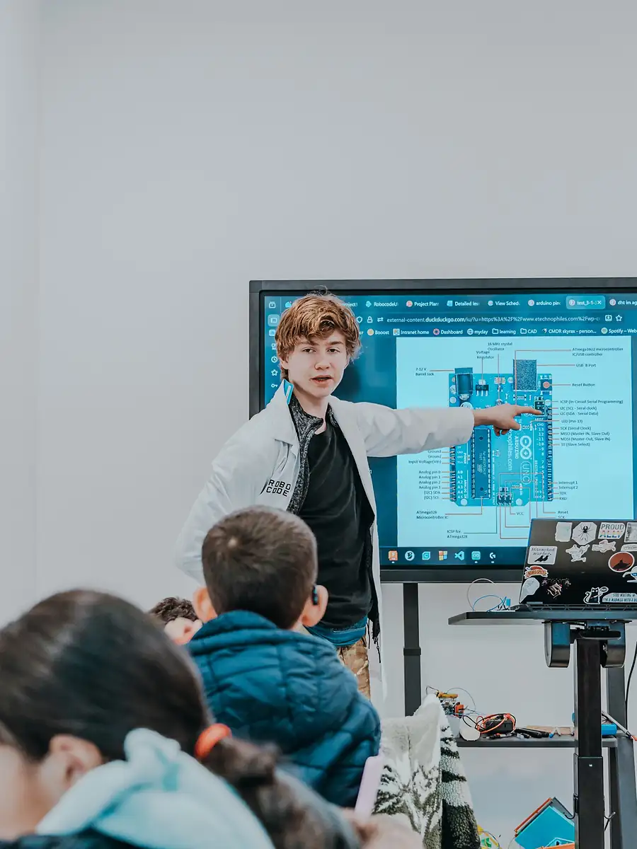 An Arduino lesson in progress